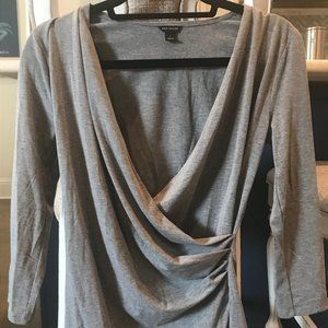 Ann taylor grey wrap shirt size S